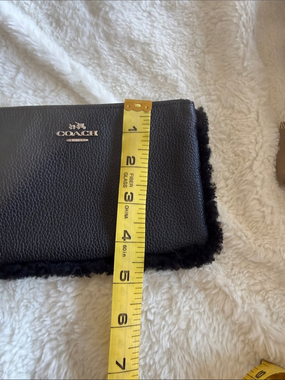 Coach Black Leather Wristlet with Shearling Trim - Picture 6 of 6